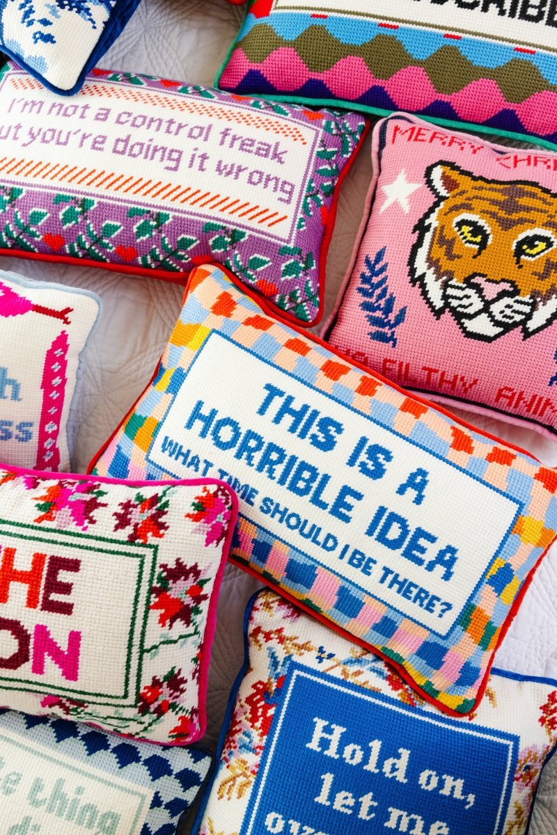 Horrible Idea Needlepoint Pillow - Throw Pillows - Furbish Studio - The Grove