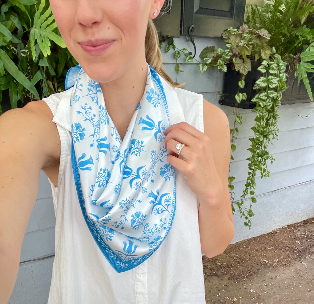 Hydrangea Block Print Scarf - Scarves - Swells - The Grove