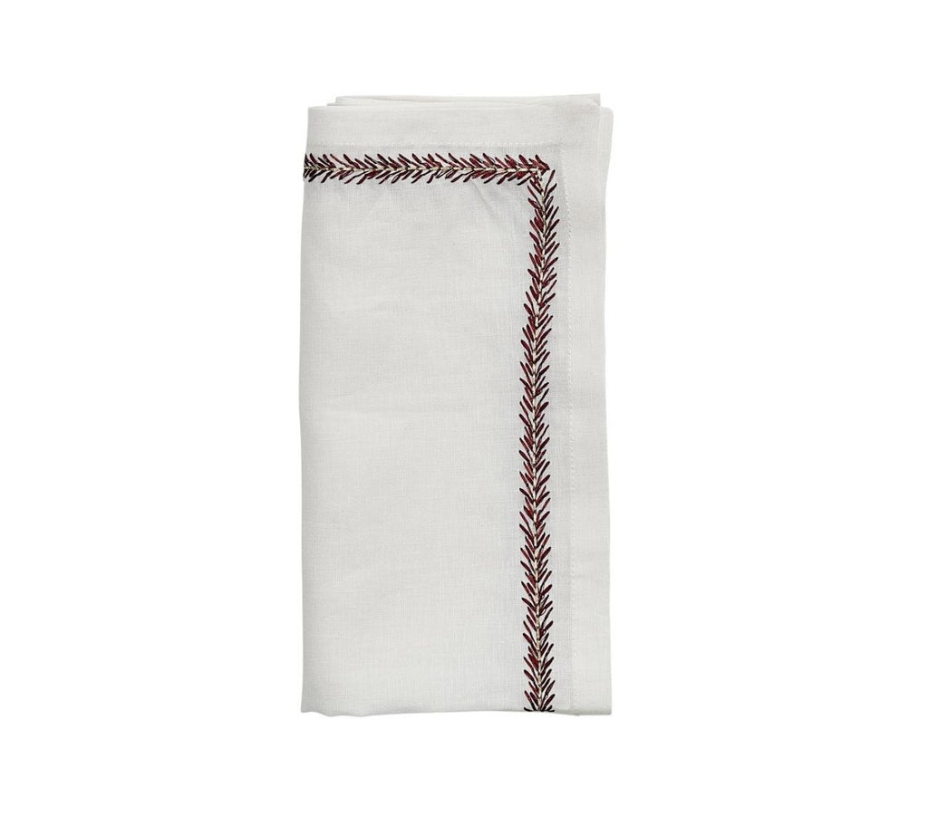 Jardin Napkin in White & Red-Cloth Napkins-Clementine WP-The Grove