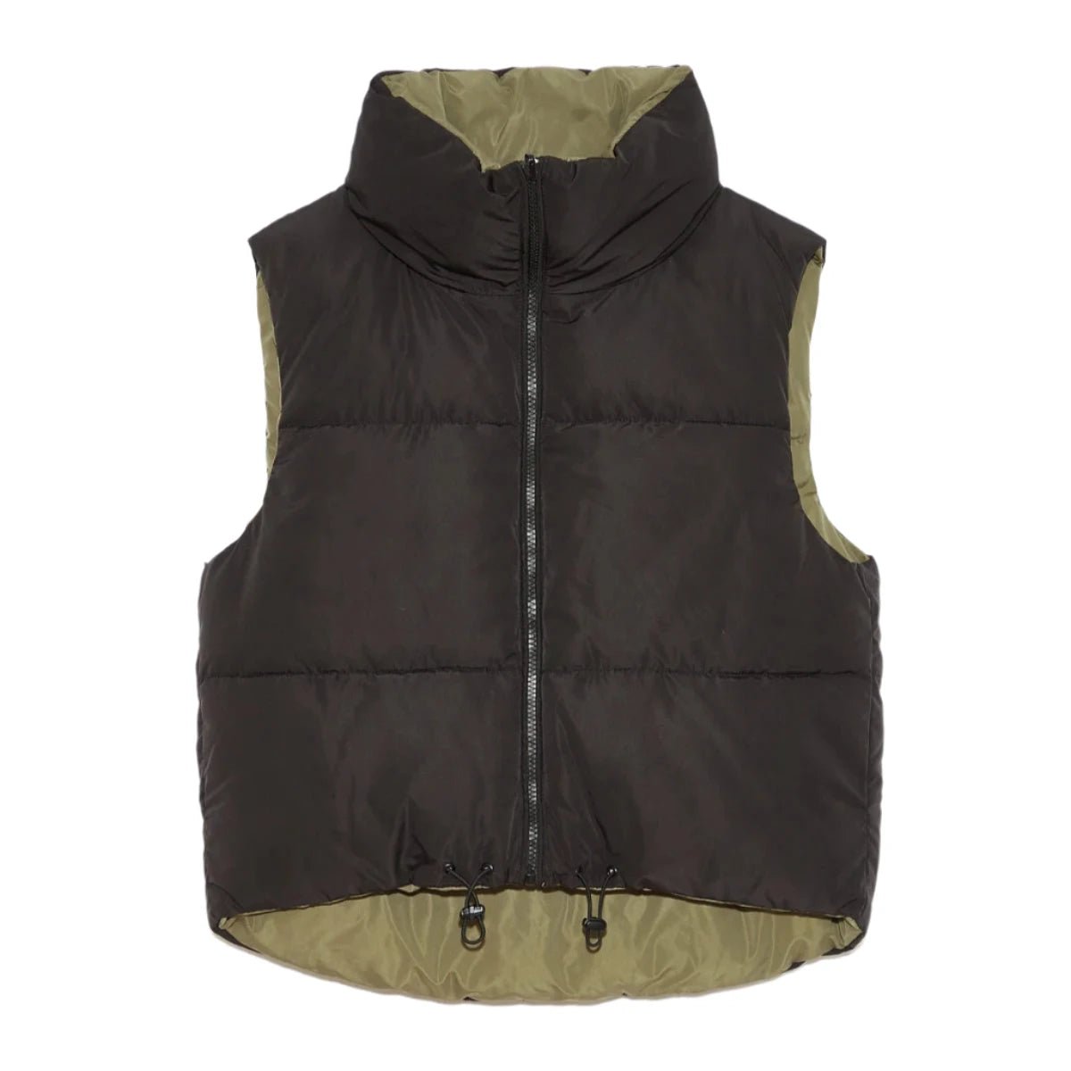 Kansas Reversible Puffer Vest | Black & Army - Vests - Deluc - The Grove