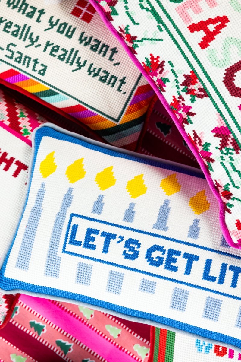 Let's Get Lit Needlepoint Pillow - Throw Pillows - Furbish Studio - The Grove