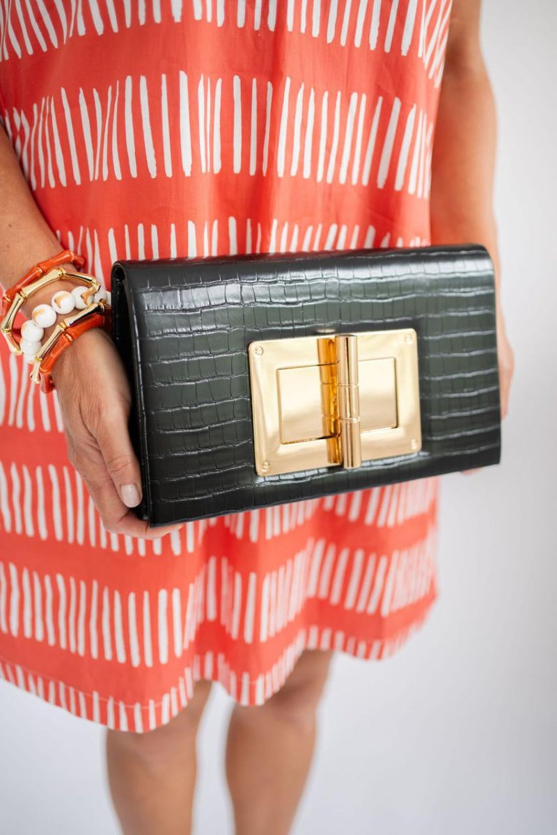 Lillian Croc Clutch | Black - Handbags - Lisi Lerch - The Grove