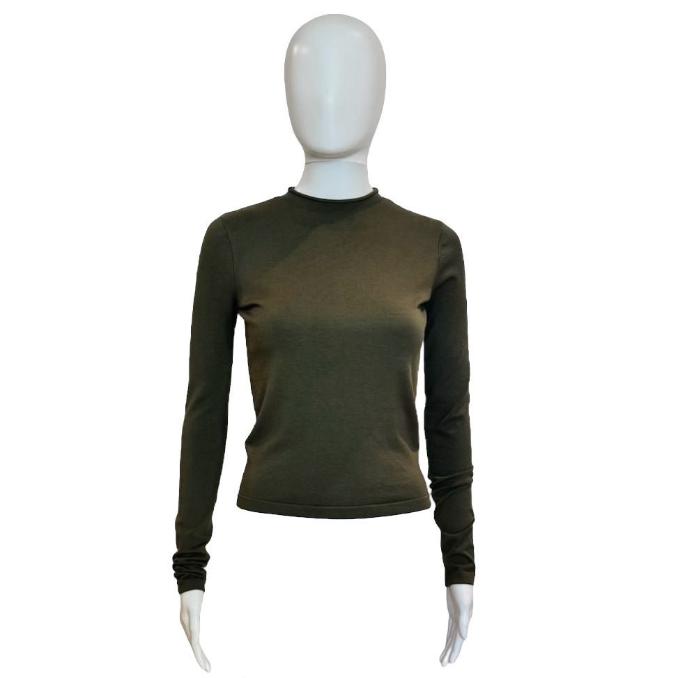 Long Sleeve Mock Neck Top | Olive - Shirts & Tops - Amanda Maria - The Grove