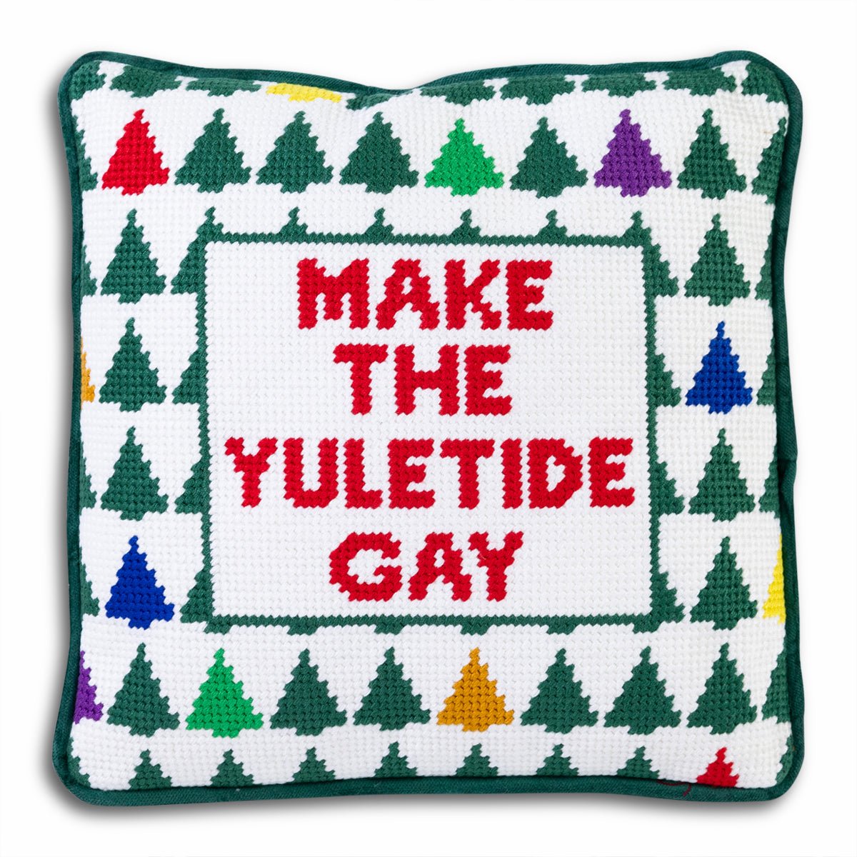 Make the Yuletide Gay Needlepoint Pillow - Throw Pillows - Furbish Studio - The Grove