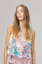 Mermaid Sequin Top | Aqua Big Sequins - Shirts & Tops - Lanhtropy - The Grove