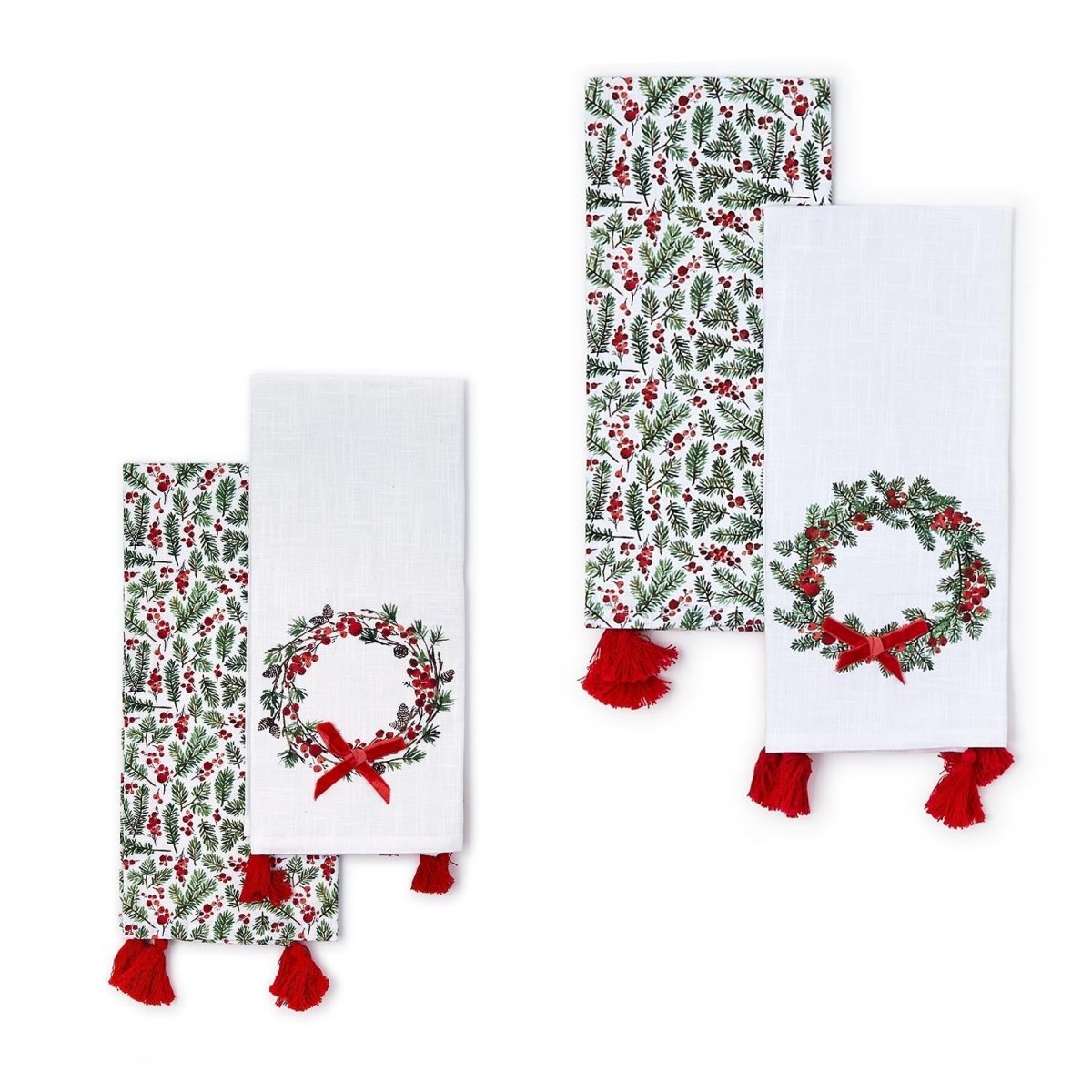 Merry Berry Set of 2 Dish Towels | Two Styles - Tea Towels - Two's Company - The Grove