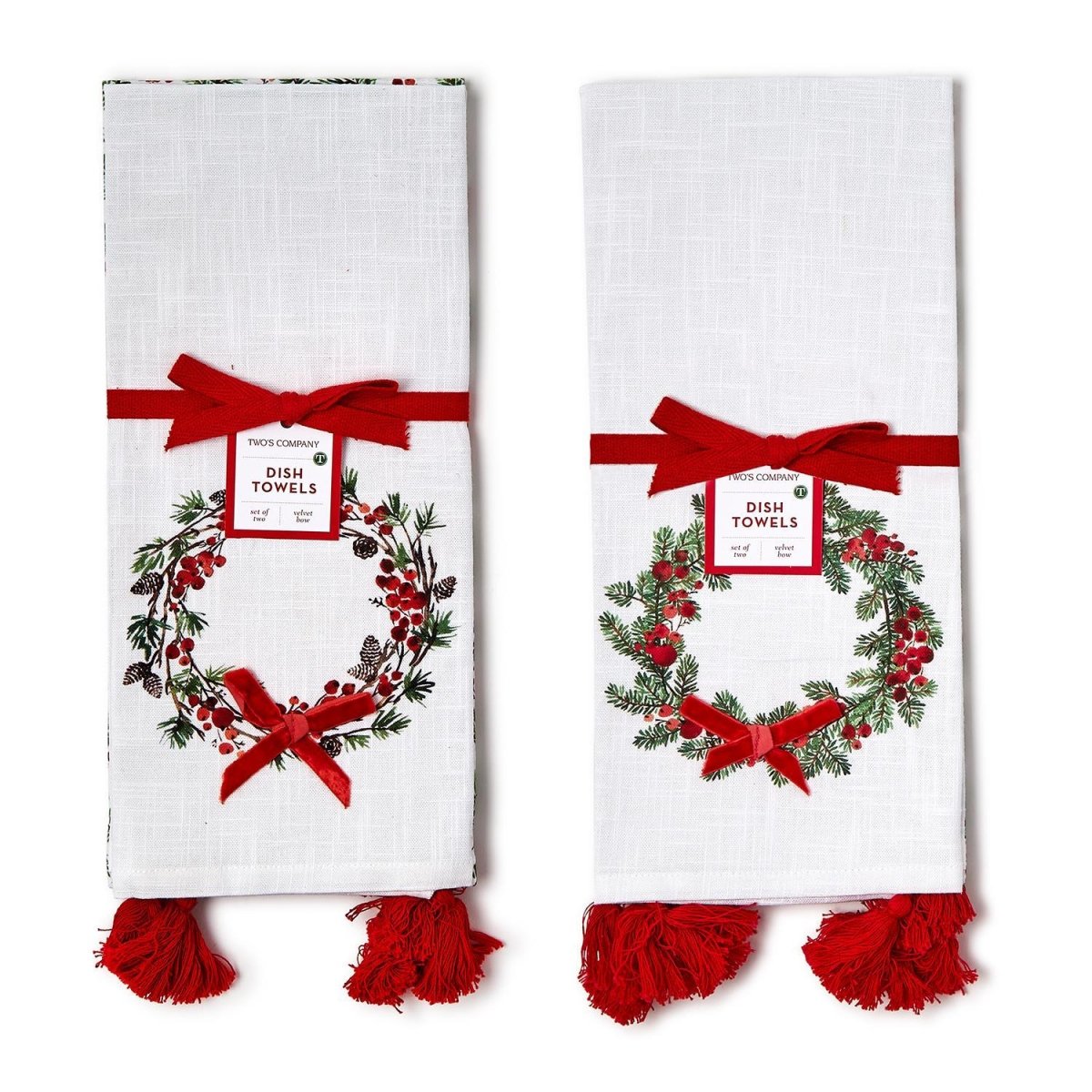 Merry Berry Set of 2 Dish Towels | Two Styles - Tea Towels - Two's Company - The Grove