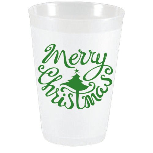 Merry Christmas Swirl Tree Frost Flex Cups - Party Cups - Sassy Cups LLC - The Grove