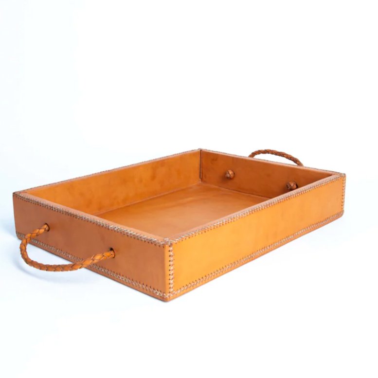 Mesa Rectangle Ottoman Tray with Braided Handles-Tray-Clementine WP-The Grove