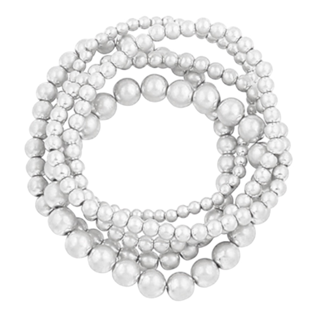 Mia Beaded Stack Bracelets | Worn Silver-Bracelets-Twist-The Grove