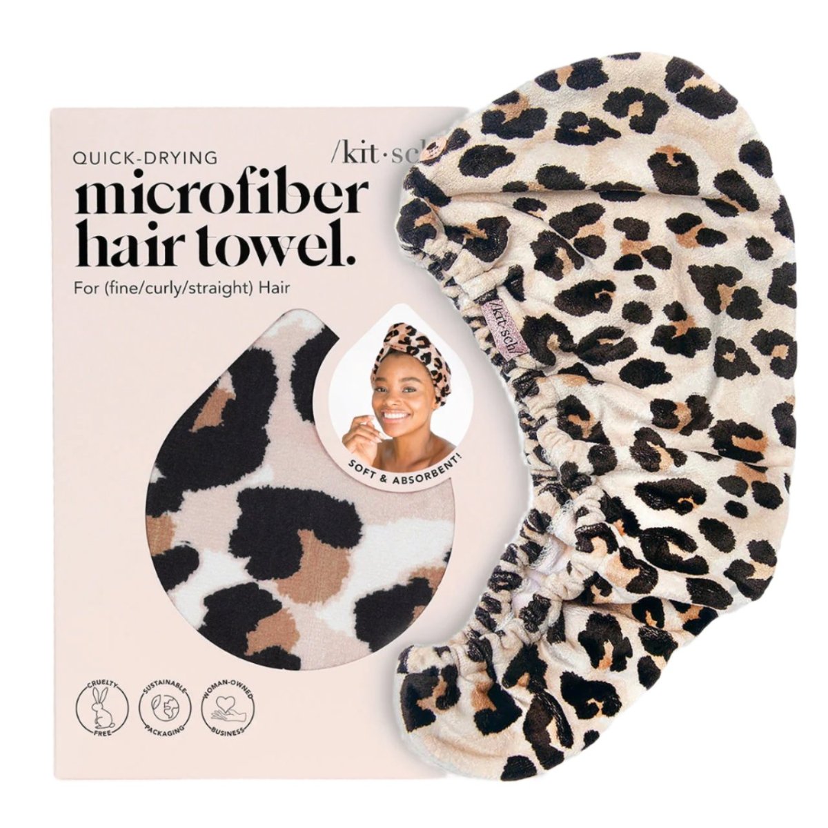 Microfiber Hair Towel in Leopard - Hair Towels - KITSCH - The Grove