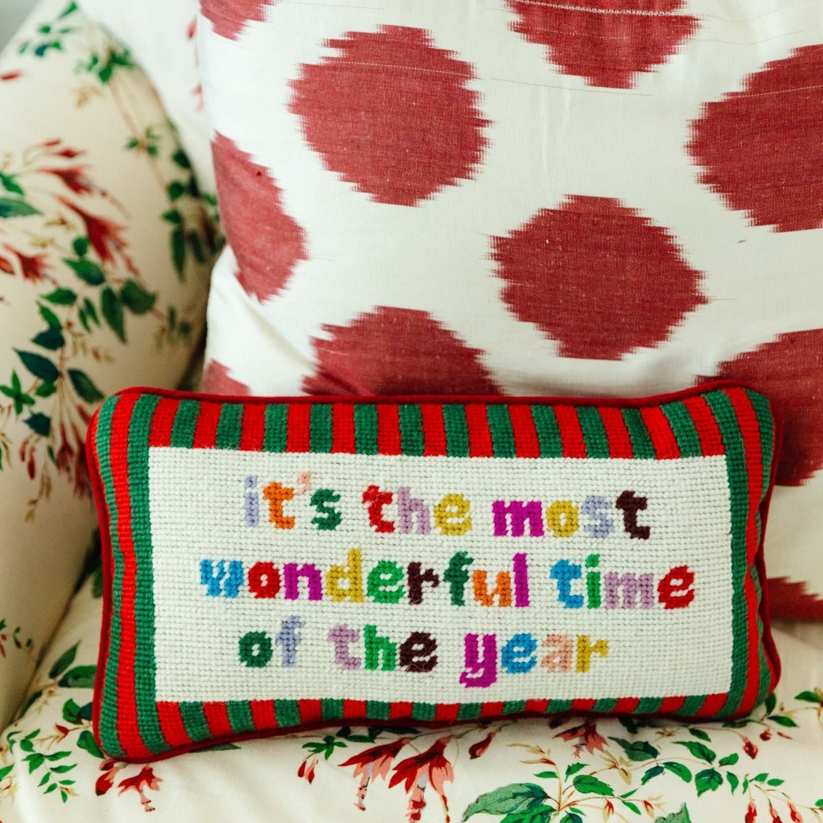 Most Wonderful Time Needlepoint Pillow - Throw Pillows - Furbish Studio - The Grove