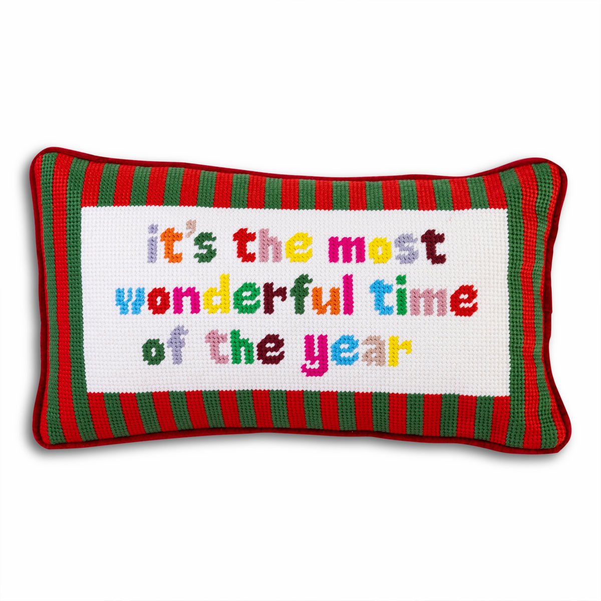 Most Wonderful Time Needlepoint Pillow - Throw Pillows - Furbish Studio - The Grove