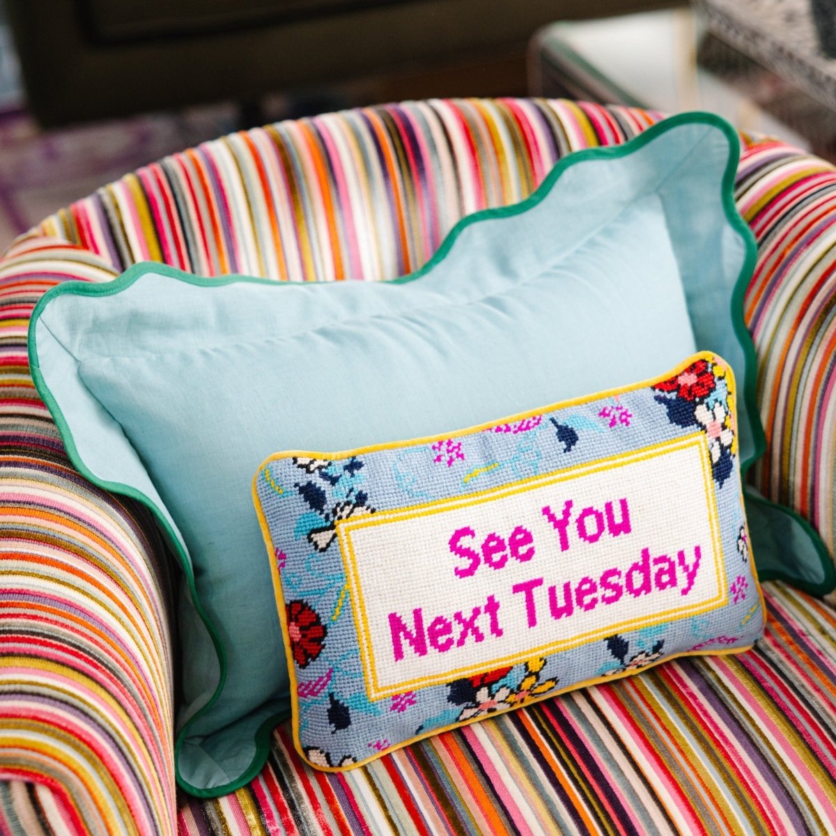 Next Tuesday Needlepoint Pillow - Throw Pillows - Furbish Studio - The Grove