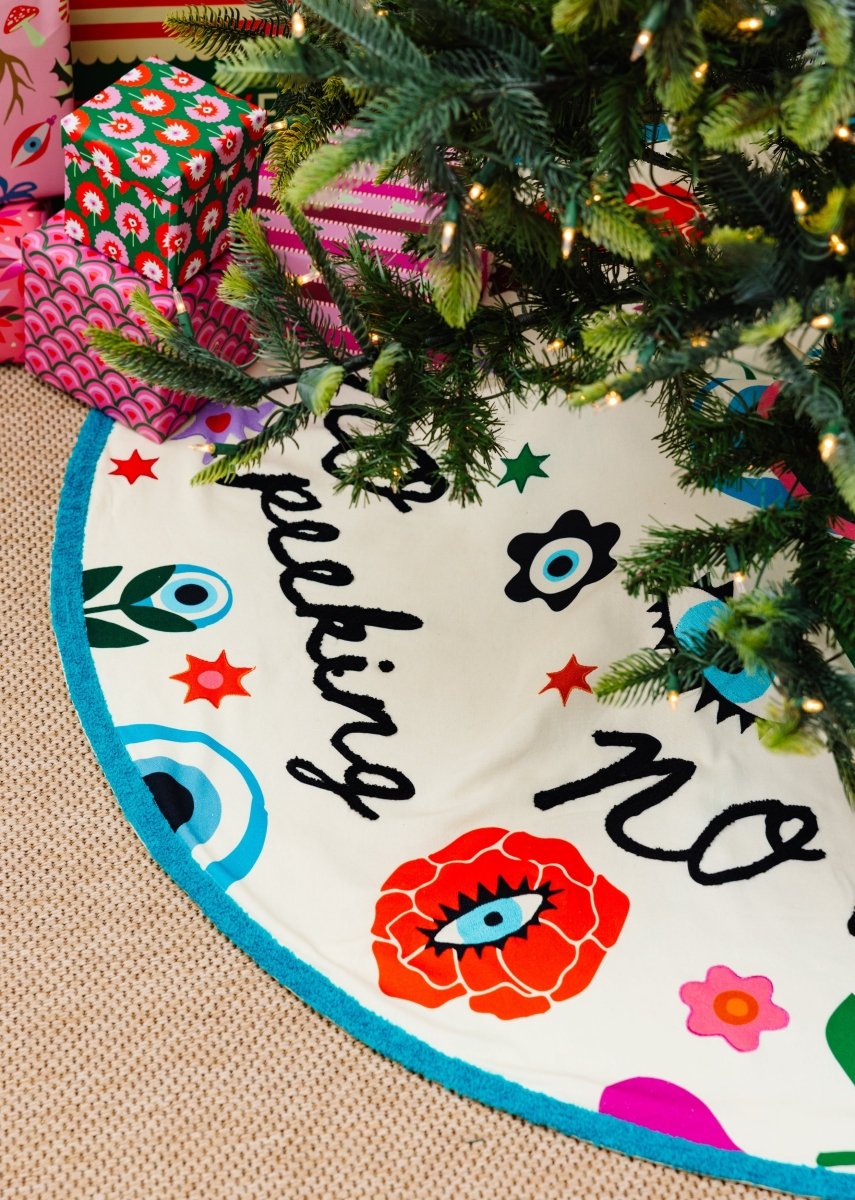 No Peeking Embroidered Tree Skirt - Holiday Decor - Furbish Studio - The Grove