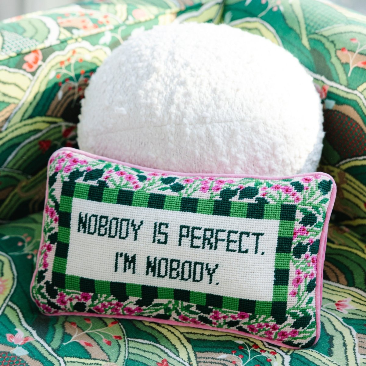 Nobody's Perfect Needlepoint Pillow - Throw Pillows - Furbish Studio - The Grove