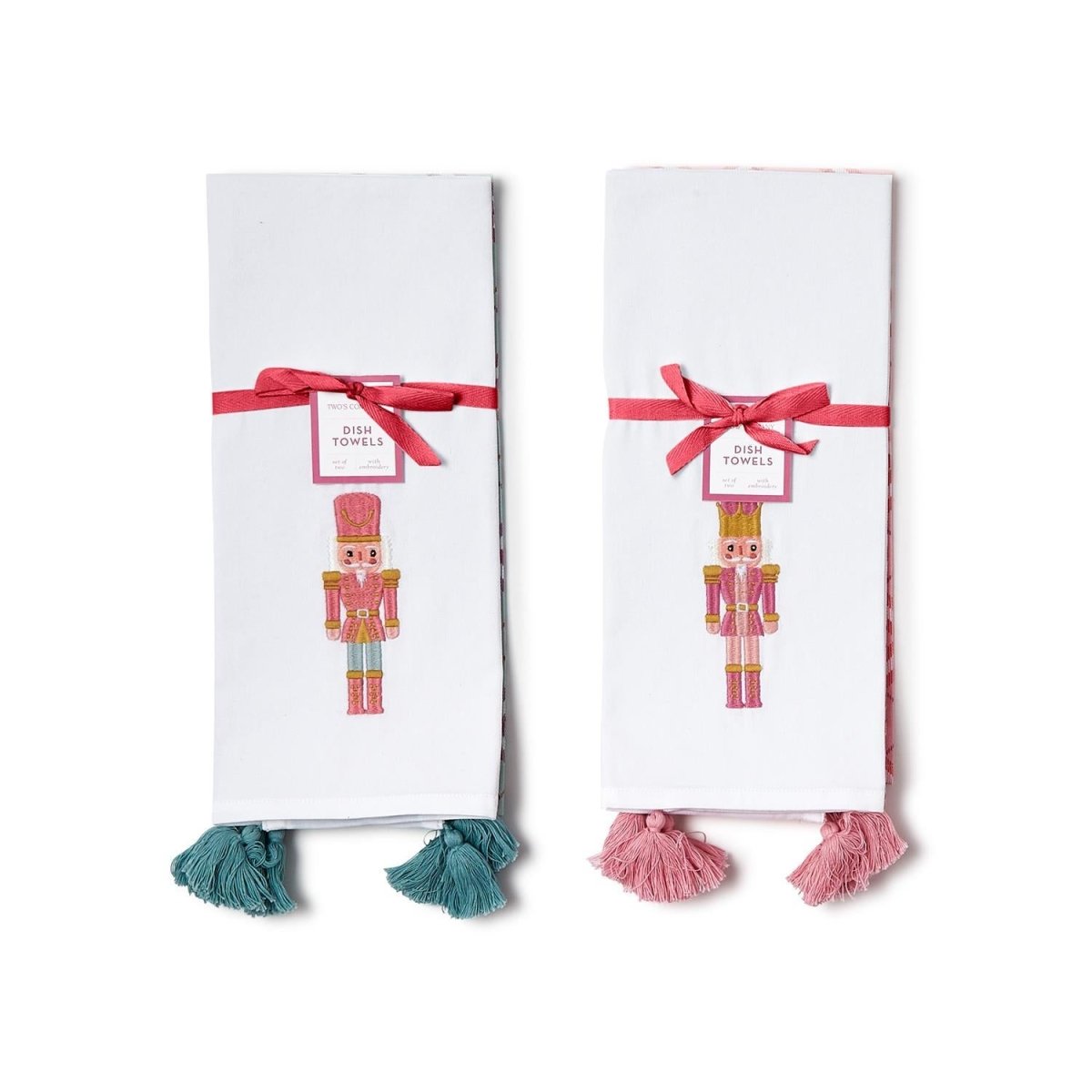 Nutcracker Set of 2 Dish Towels with Tassels - Tea Towels - Two's Company - The Grove