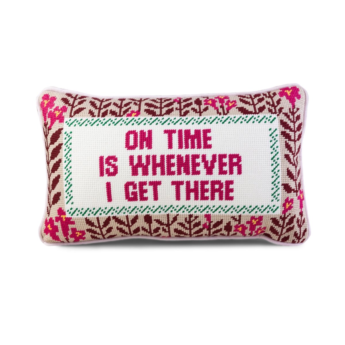 On Time Needlepoint Pillow - Throw Pillows - Furbish Studio - The Grove