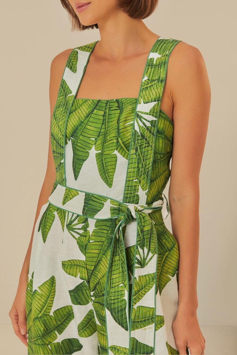 Green palm shops print jumpsuit