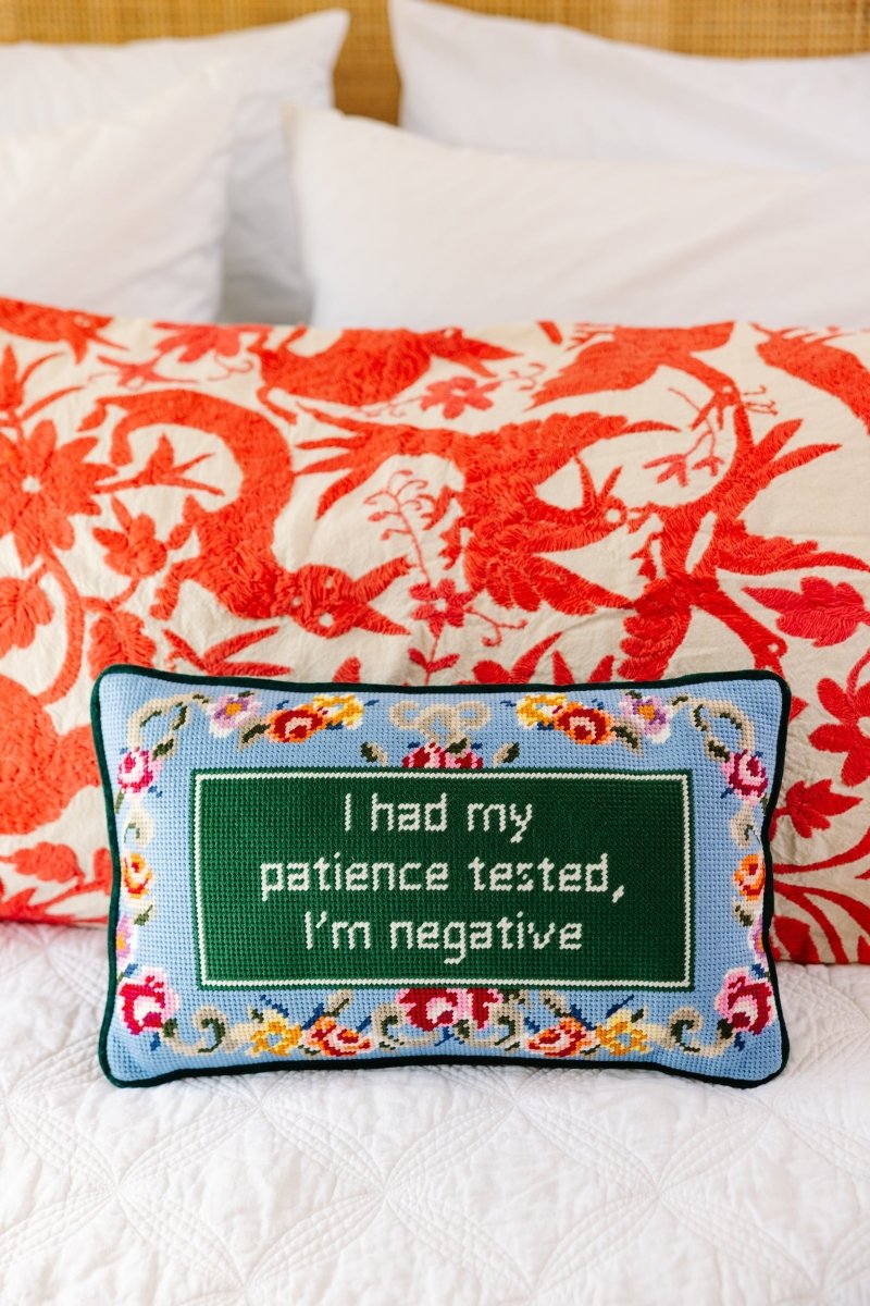 Patience Needlepoint Pillow - Throw Pillows - Furbish Studio - The Grove