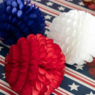 Patriotic Ruffled Balls Decor | Set of 3-Seasonal & Holiday Decorations-Hester & Cook-The Grove