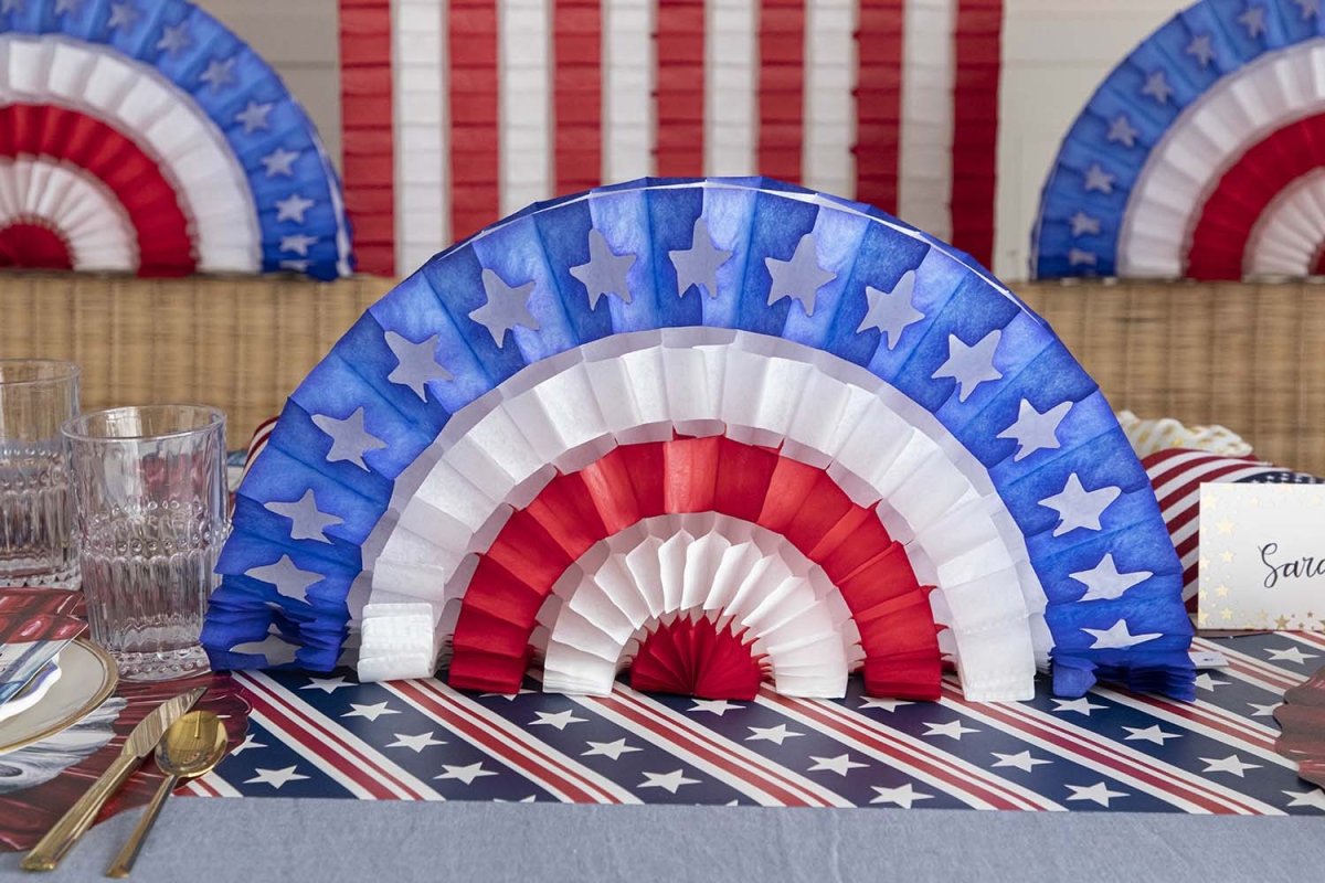 Patriotic Star Fan Decor-Seasonal & Holiday Decorations-Hester & Cook-The Grove