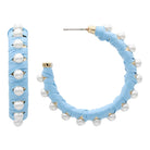 Penelope Pearl & Raffia Hoops | Light Blue-Earrings-Twist-The Grove