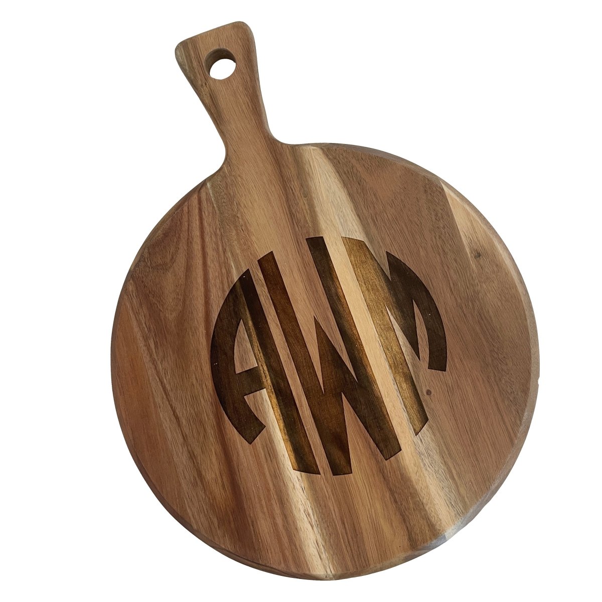 Personalized Round Acacia Wood Cutting Board with Handle - Cutting Boards - Clementine WP - The Grove