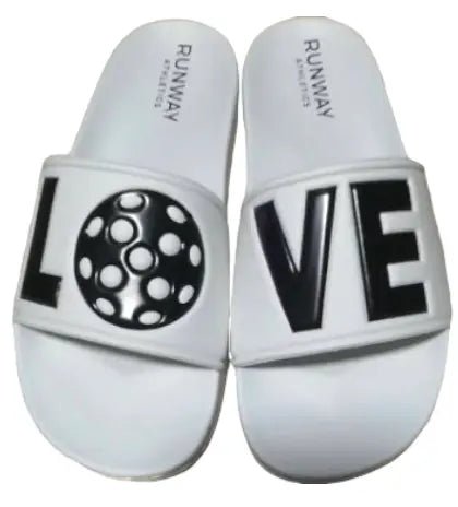 Pickleball Slides | White with Black-Sandals-Runway Athletics-The Grove