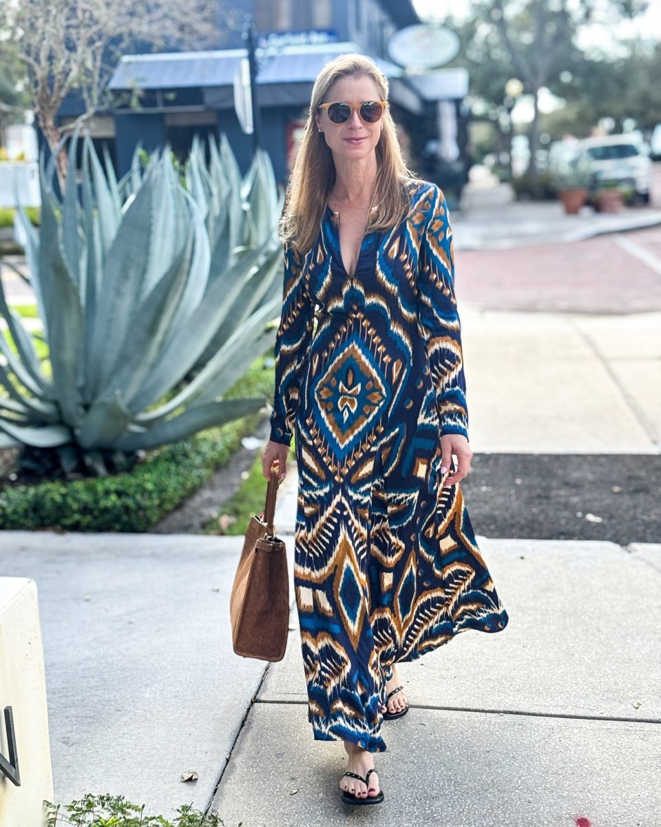 Pineapple Ikat Blue Maxi Dress The Grove