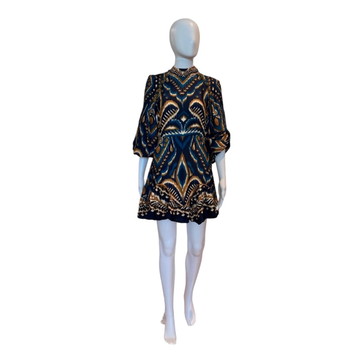 Pineapple Ikat Blue Mini Dress - Dresses - FARM Rio - The Grove