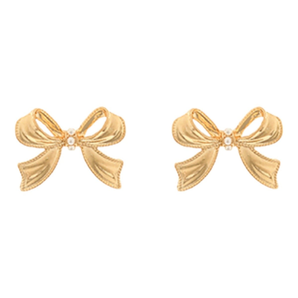 Piper Pearl Accent Bow Earrings-Earrings-Twist-The Grove
