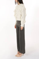 Pom Pom Cable Knit Cardigan | White - Cardigan - Beulah - The Grove