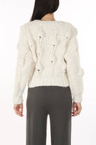 Pom Pom Cable Knit Cardigan | White - Cardigan - Beulah - The Grove