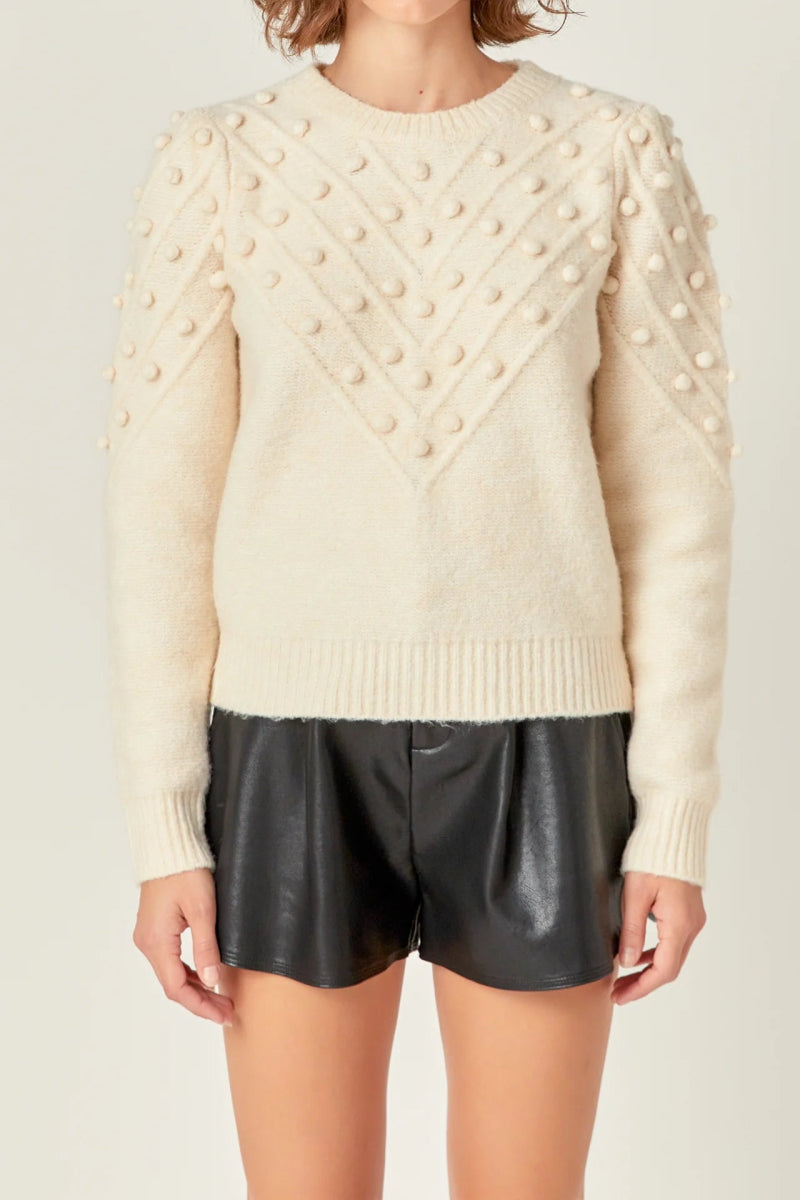 Pom Pom Detail Sweater | Cream - Sweaters - English Factory - The Grove