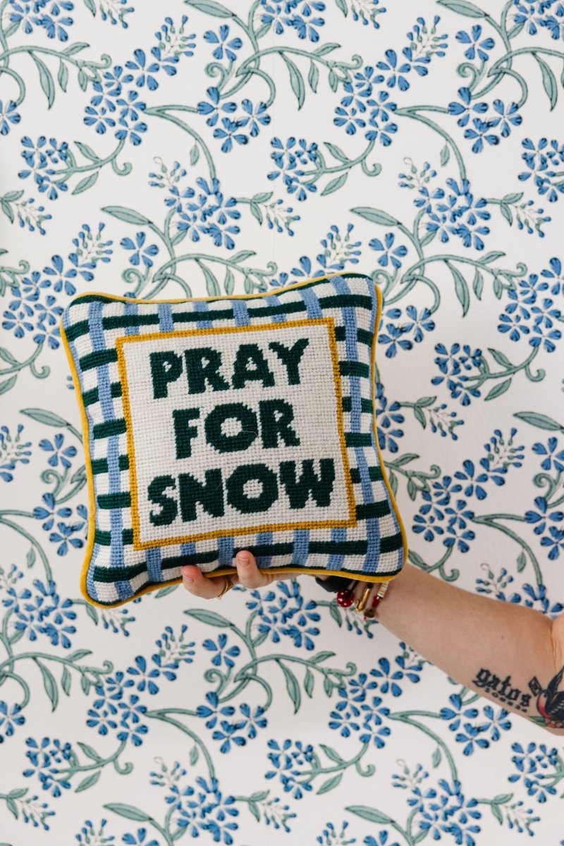 Pray For Snow Needlepoint Pillow - Throw Pillows - Furbish Studio - The Grove