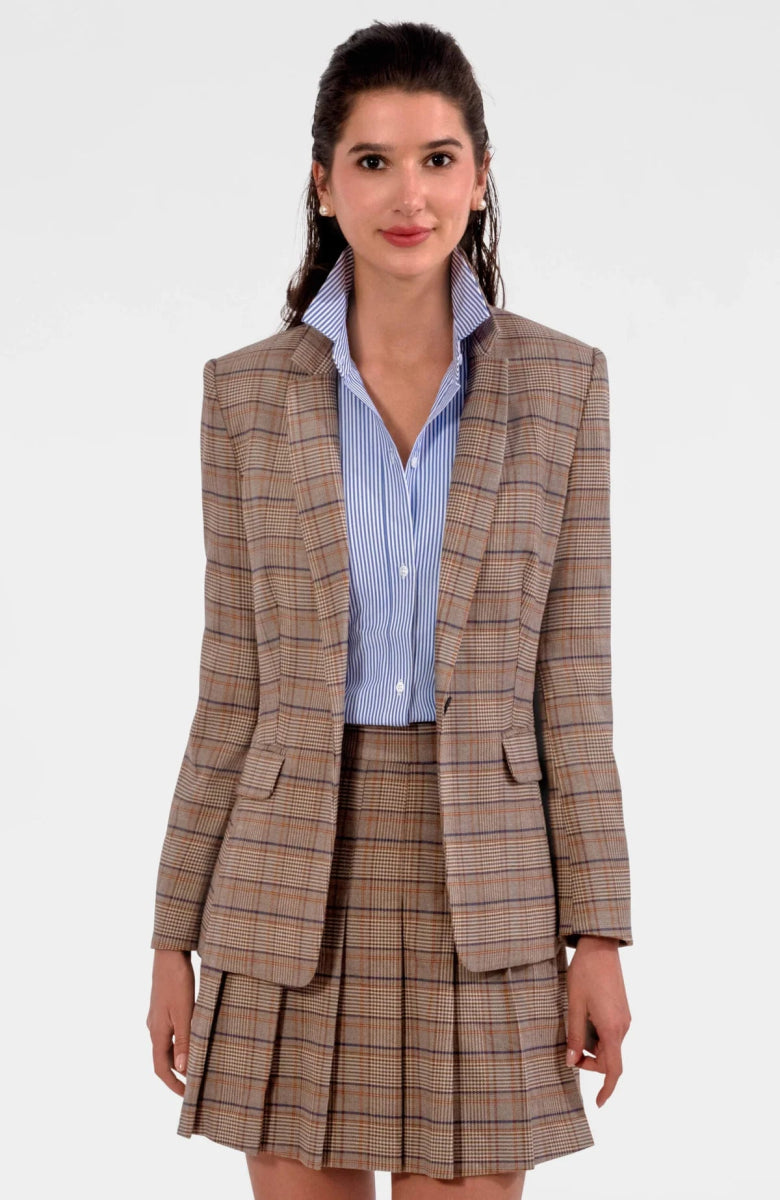 Preppy Plaid Blazer | Khaki & Navy - Blazer - Gretchen Scott - The Grove