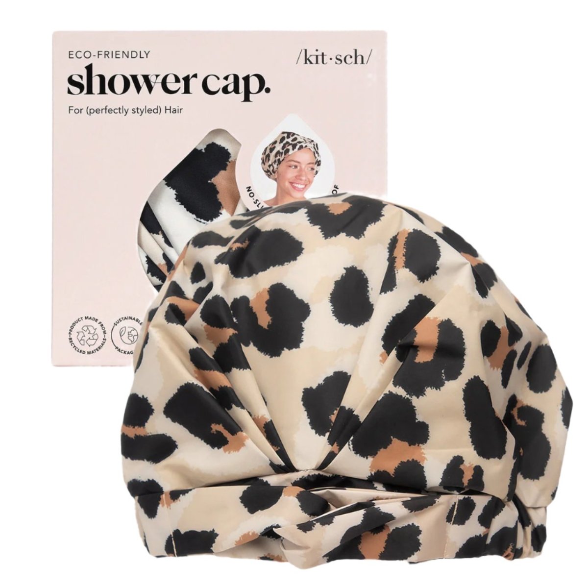 Recycled Polyester Luxe Shower Cap | Leopard - Shower Caps - KITSCH - The Grove