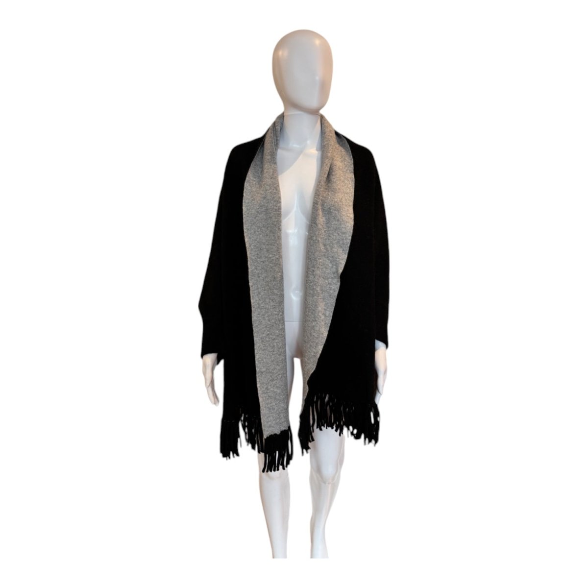 Reversible Fringe Cape | Black & Heather Gray - Wrap - Stitch & Needle - The Grove