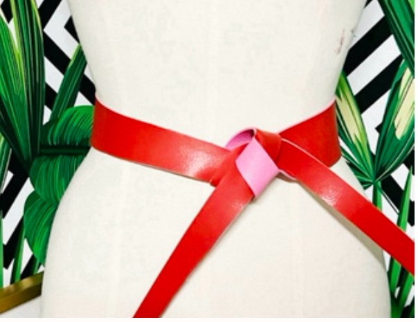 Reversible Tie Belt | Red & Pink-Belts-Iva Marie Creed-The Grove