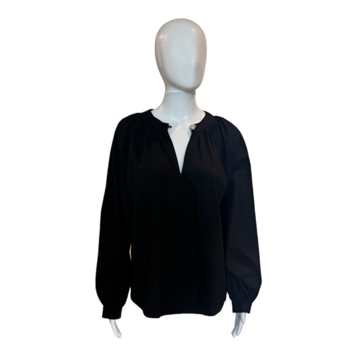 Rhinestone Button Blouse | Black - Shirts & Tops - English Factory - The Grove