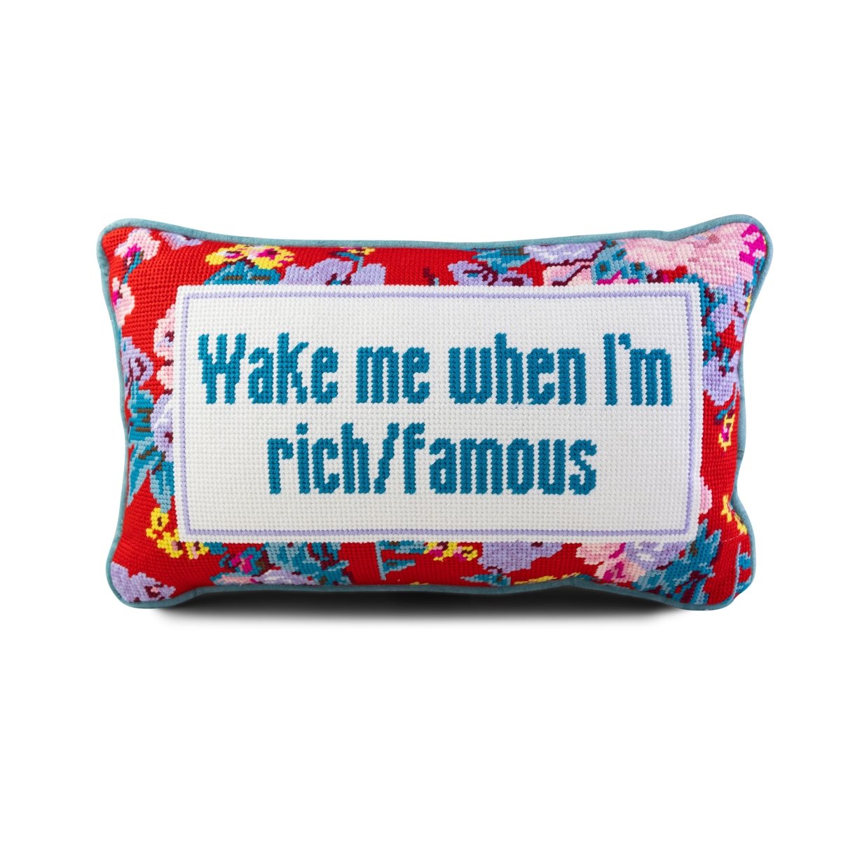 Rich And Famous Needlepoint Pillow - Throw Pillows - Furbish Studio - The Grove