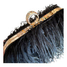 Rita Ostrich Ring Clutch | Black - Handbags - Nadya Toto - The Grove