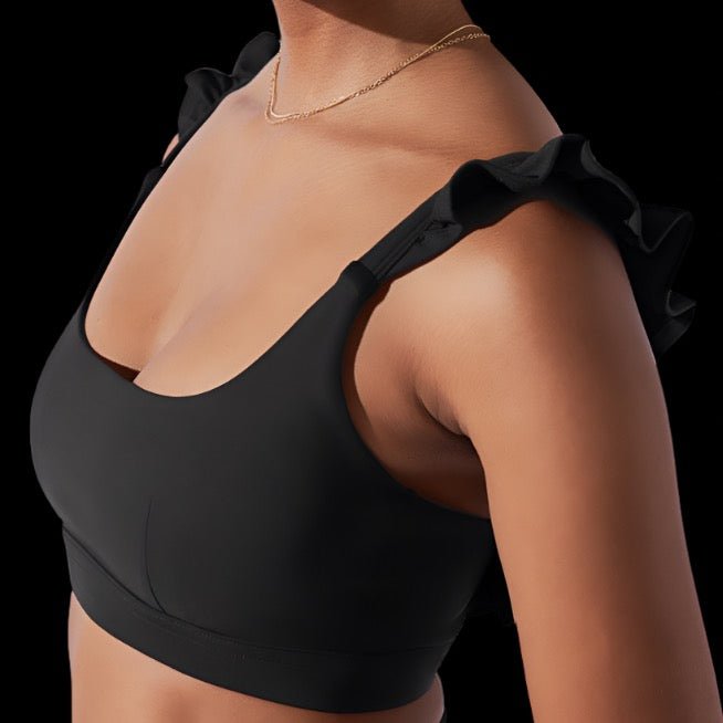 Romance Ruffle Bra | Black - Sports Bras - POPFLEX® - The Grove