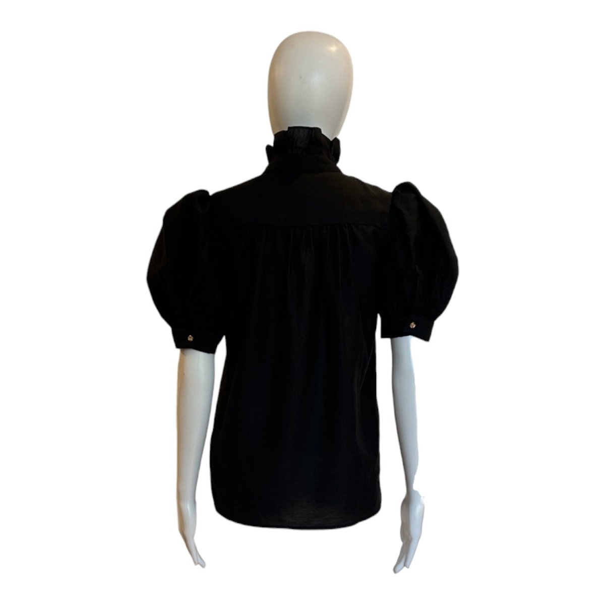 Ruffle Pointed Blouse | Black - Shirts & Tops - English Factory - The Grove