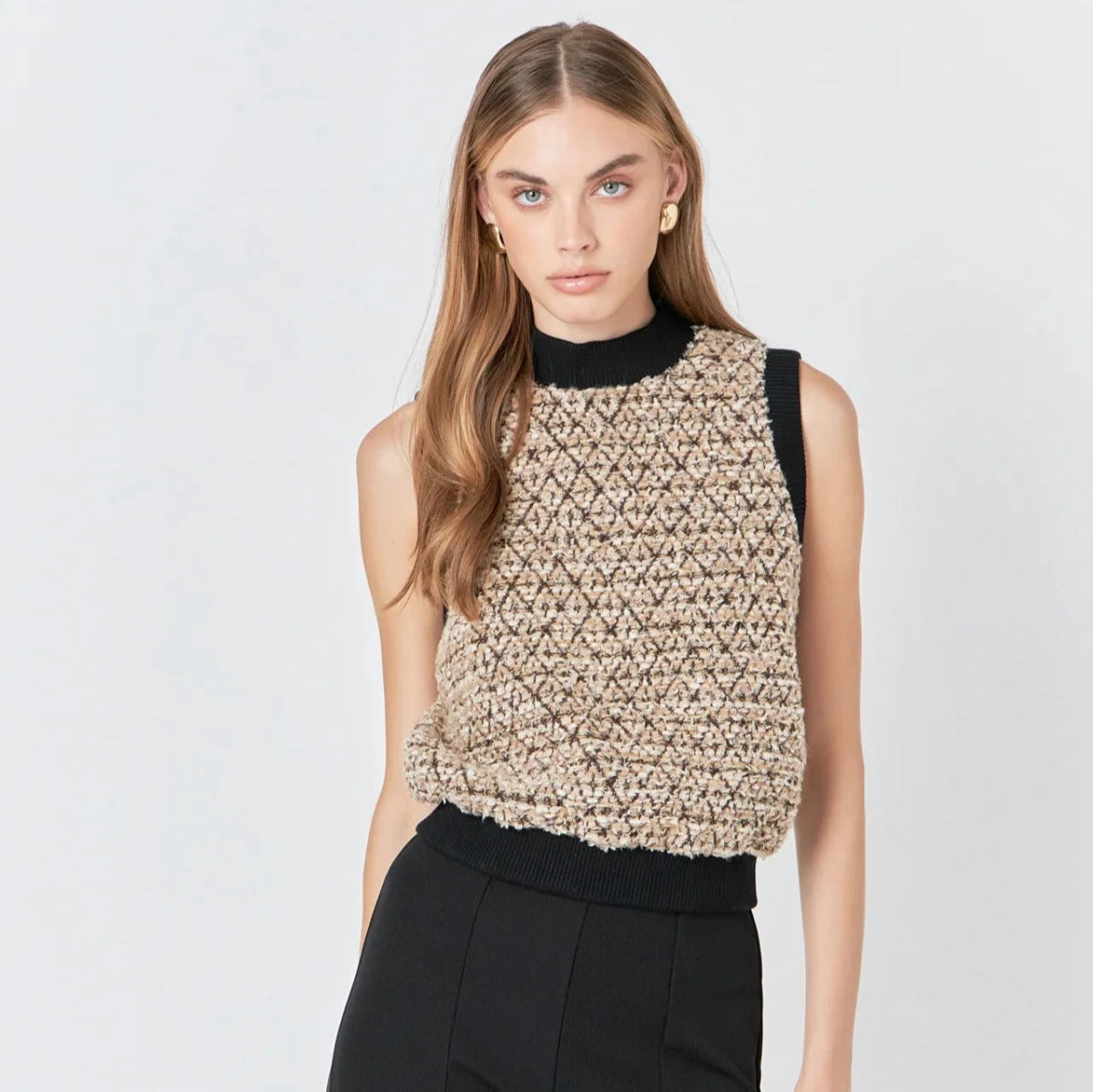 Sequins Tweed Vest - Shirts & Tops - Endless Rose - The Grove