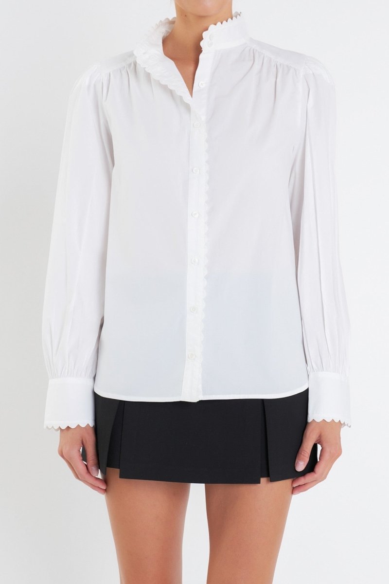 Sherri Scalloped Trim Blouse - Shirts & Tops - English Factory - The Grove