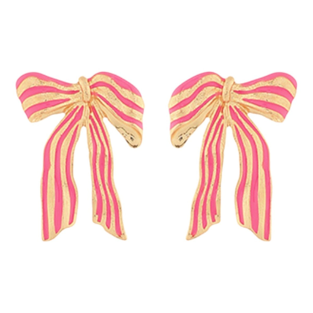 Sophie Striped Enamel Bow Earrings-Earrings-Twist-The Grove