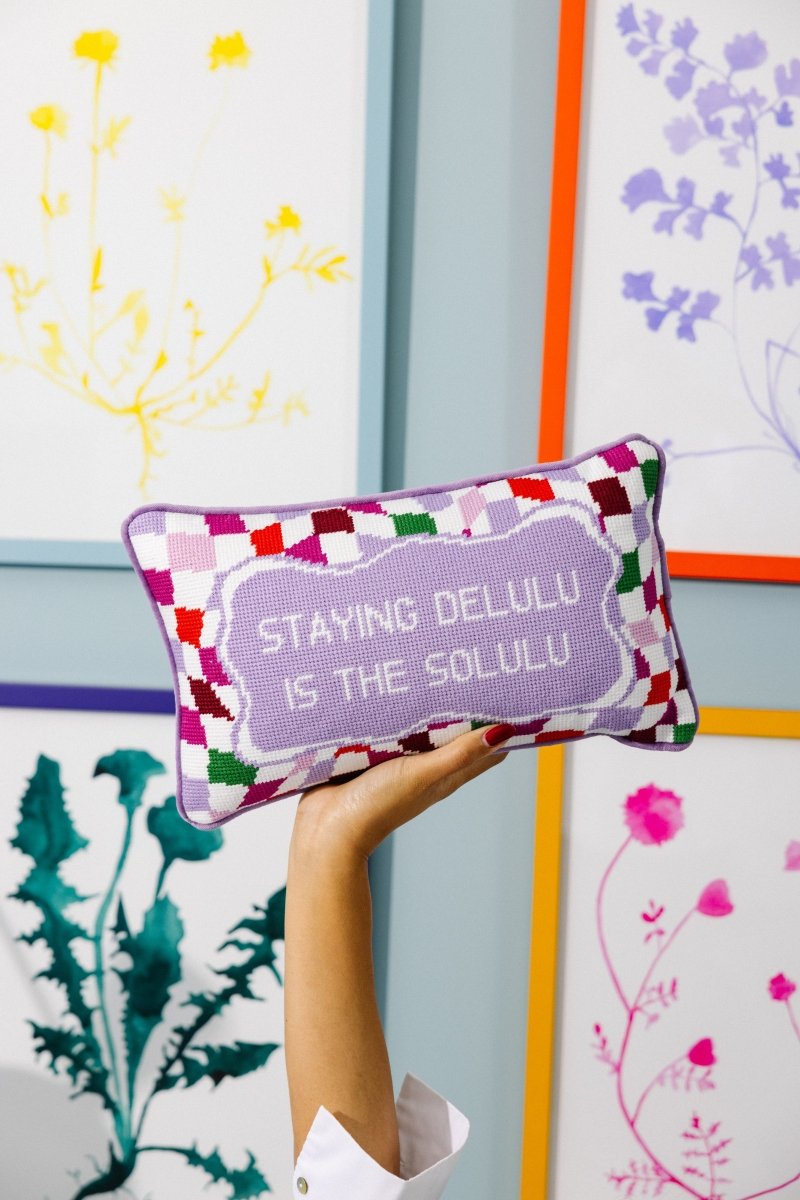 Stay Delulu Needlepoint Pillow - Throw Pillows - Furbish Studio - The Grove