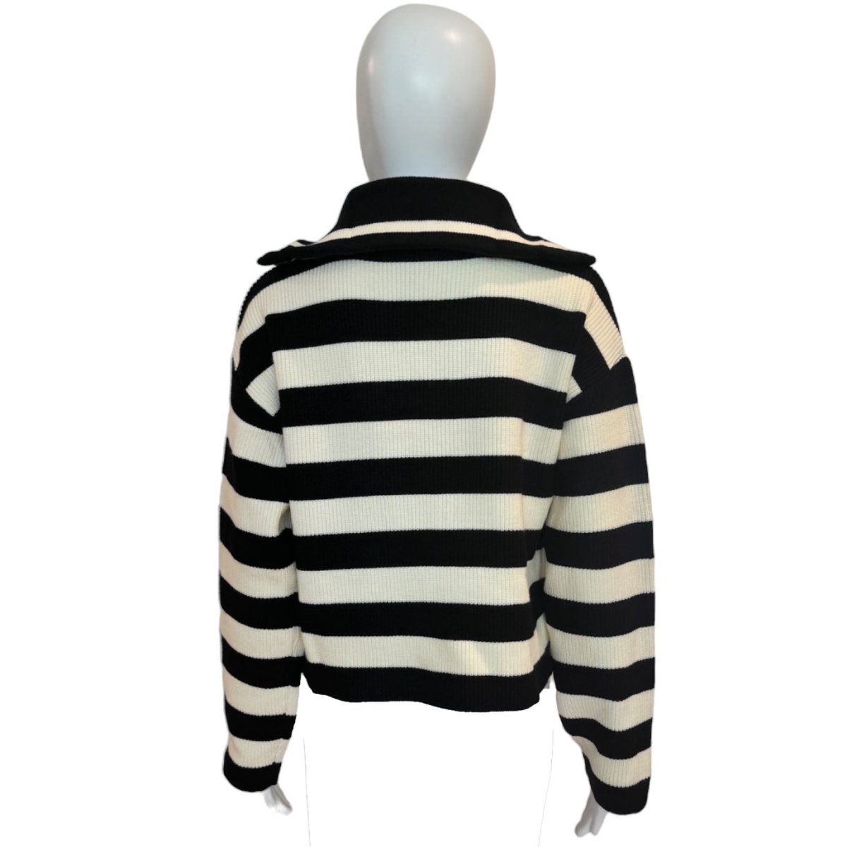 Steph Striped Half - Zip Sweater | Black & White - Sweaters - English Factory - The Grove